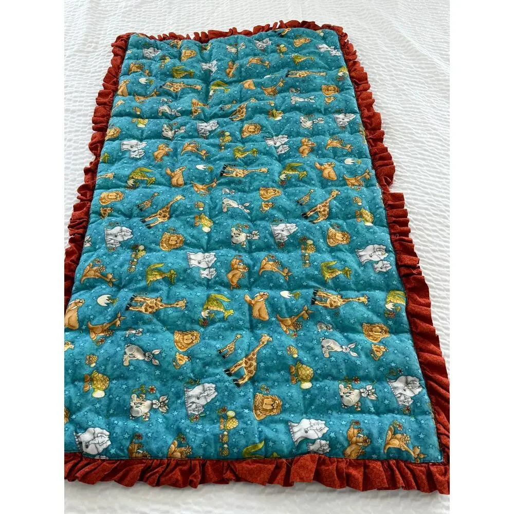 HANDMADE OOAK Safari Noah's Ark Baby Quilt Play Mat Christian Nursery Blanket
